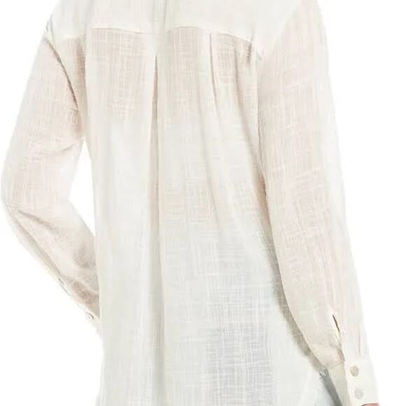 Free People Womens Talk To Me Crinkled Henley Shirt, medium - Picture 3 of 8